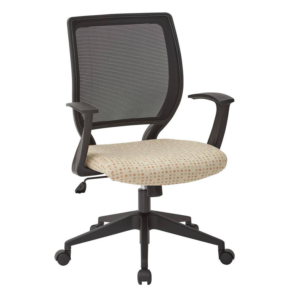 Screen Back Task Chair with "T" Arms in Fine Tune Luna fabric, EM51022N-K100