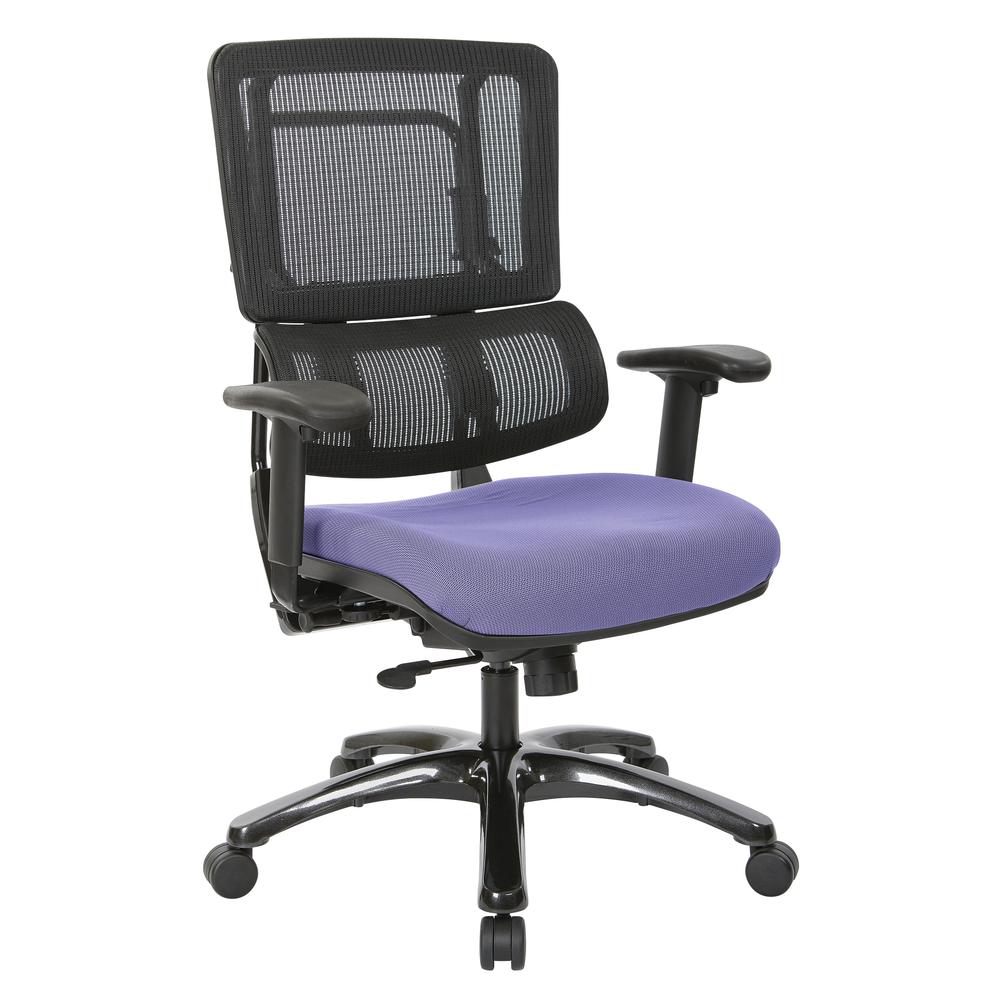 Vertical Black Mesh Back Chair with Shiny Black Base and Custom Fabric Seat, 99663B-5819