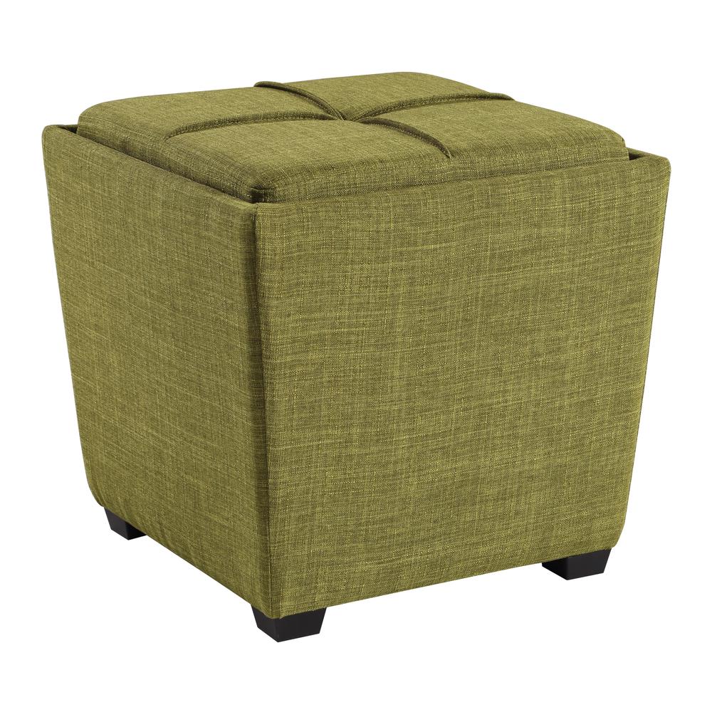 Rockford Storage Ottoman in Green Fabric, RCK361-M17