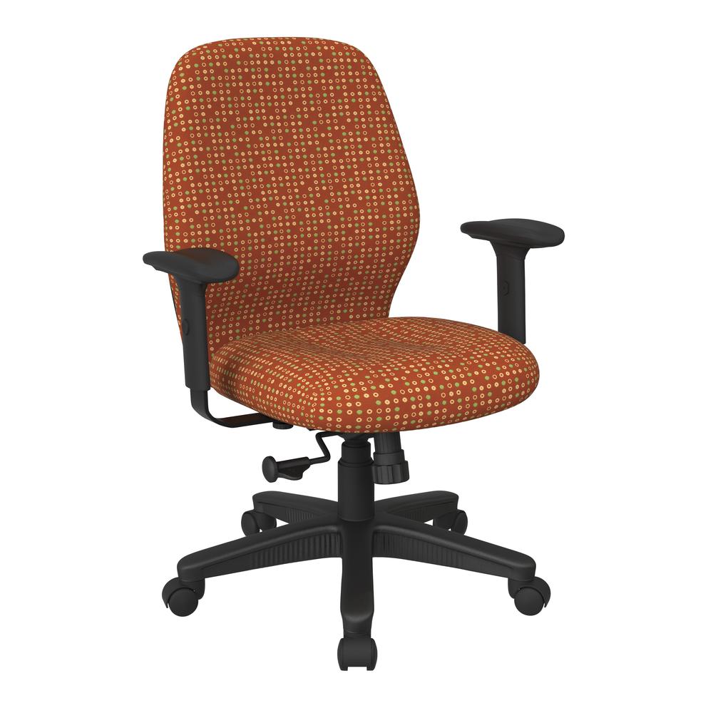 Mid Back 2-to-1 synchro Tilt Chair with 2 -Way Adjustable Soft padded Arms in Fine Tune Tangelo fabric, 3121-K105