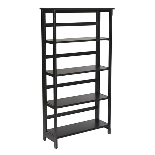 Brookings 5 Shelf Bookcase in Black Finish with Folding Assembly, BKS275-BK