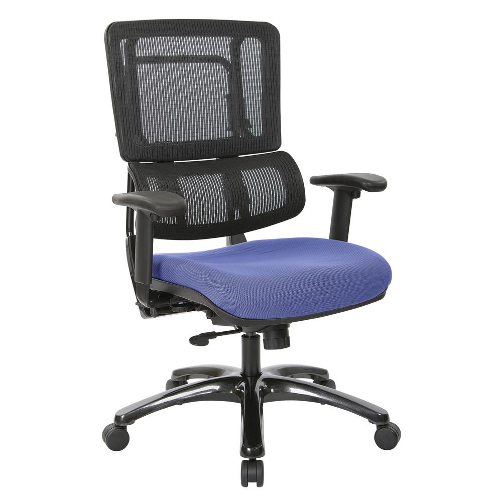 Vertical Black Mesh Back Chair with Shiny Black Base and Custom Fabric Seat, 99663B-5877