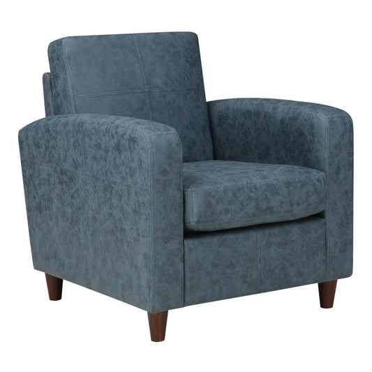 Venus Club Chair in Navy Faux Leather and Medium Espresso Legs, VNS51A-P45