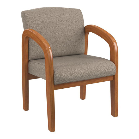 Medium Oak Finish Wood Visitor Chair in Twilight Cotton fabric, WD380-K008