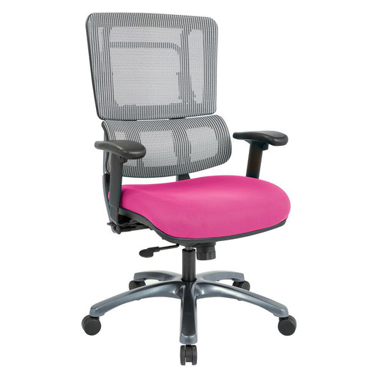 Vertical Grey Mesh Back Chair with Titanium Base and Custom Fabric Seat, 99667T-261