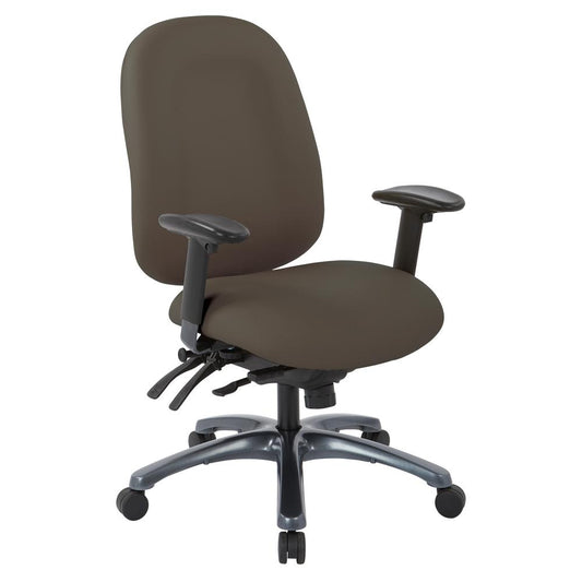 Multi-Function High Back Chair with Seat Slider and Titanium Finish Base in Dillon Graphite, 8511-R111