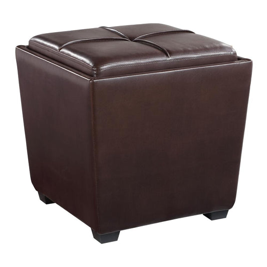 Rockford Storage Ottoman in Cocoa Faux Leather, RCK361-PD24