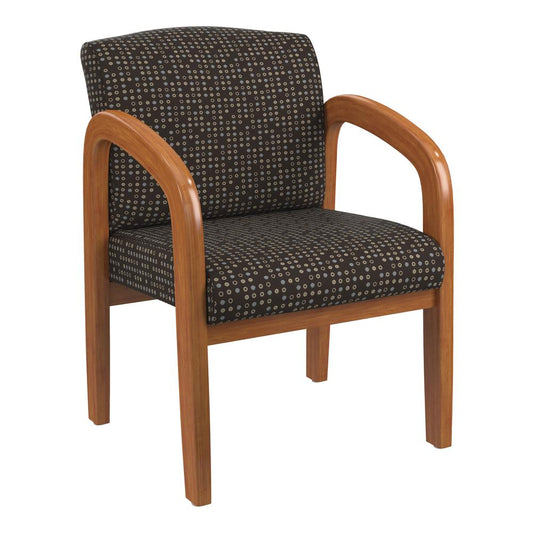 Medium Oak Finish Wood Visitor Chair in Fine Tune Cocoa fabric, WD380-K104