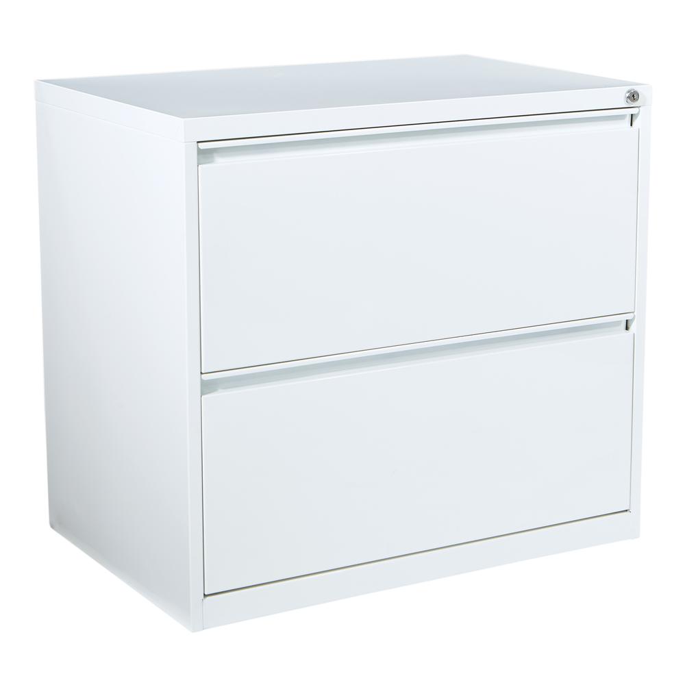 30" Wide 2 Drawer Lateral File With Core-Removable Lock & Adjustable Glides in White, LF230-WH