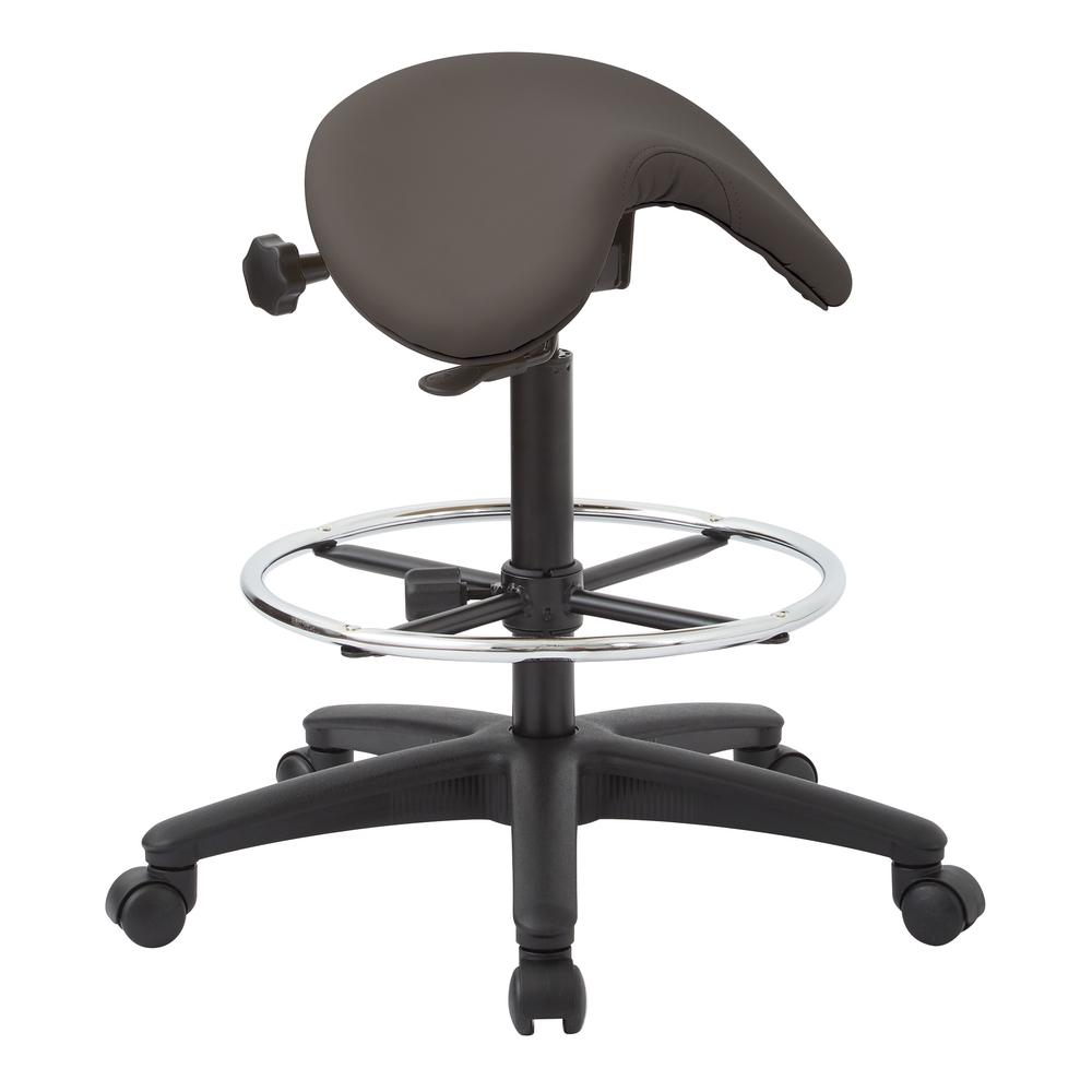 Pneumatic Drafting Chair with Adjustable Foot ring. Backless stool with Seat Saddle Seat and Seat Angle Adjustment. Height Adjustment 25" to 35" overall., ST205-R111