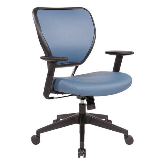 Antimicrobial Dillon Blue Seat and Back Task Chair with Adjustable Angled Arms and Nylon Base, 5500D-R105