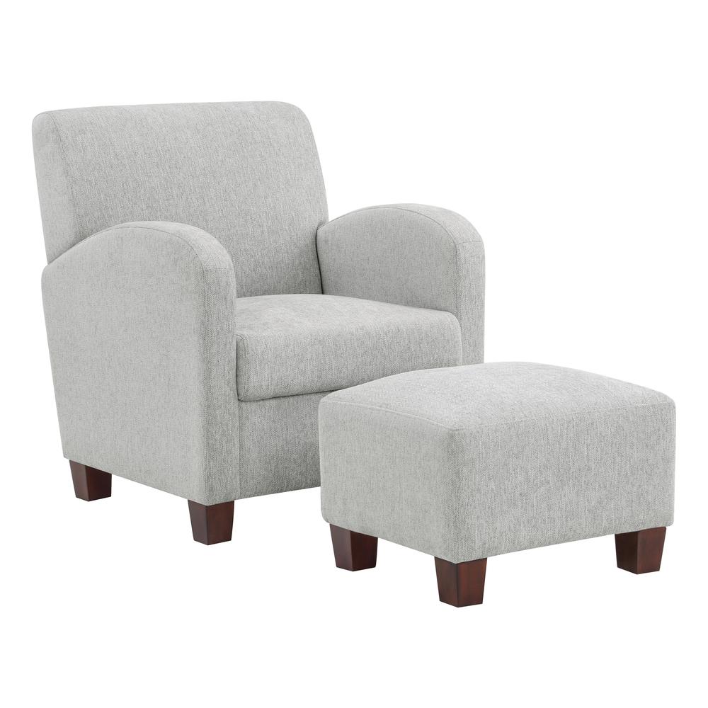 Aiden Chair & Ottoman Herringbone Smoke with Medium Espresso Legs, ADN-H14