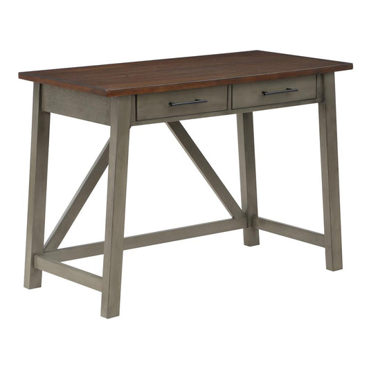 Milford Rustic Writing Desk w/ Drawers in Slate Grey Finish