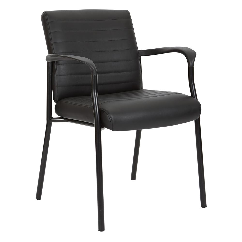 Guest Chair in Black Faux Leather with Black Frame, FL38610-U6