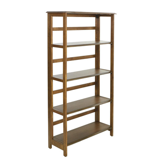 Bandon 5 Shelf Bookcase in Ginger Brown Finish with Folding Assembly, BNN275-GB