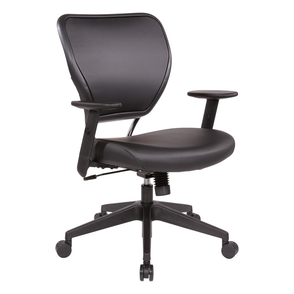 Antimicrobial Dillon Black Seat and Back Task Chair with Adjustable Angled Arms and Nylon Base, 5500D-R107