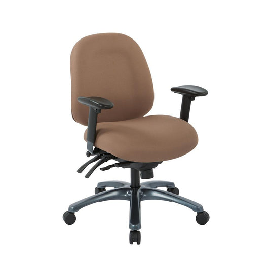 Multi-Function Mid Back Chair with Seat Slider and Titanium Finish Base in Icon Taupe Fabric, 8512-232