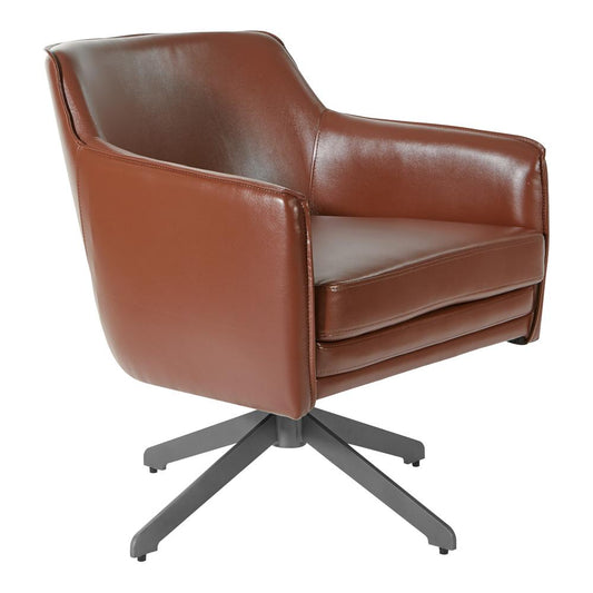 Faux Leather Guest Chair in Saddle Faux Leather with Black Base, FLH5974BK-U41