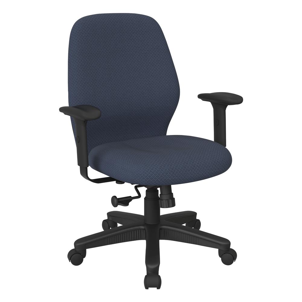 Mid Back 2-to-1 synchro Tilt Chair with 2 -Way Adjustable Soft padded Arms in Interlink Ink Blue fabric, 3121-104