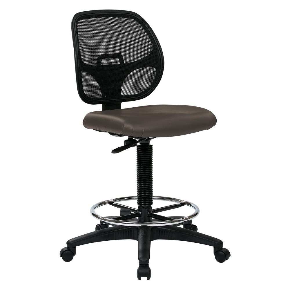 Deluxe Custom Dillon Fabric Drafting Chair with 18" Diameter Foot ring . Fabric Seat and Custom Dillon Fabric with Adjustable Foot ring. Pneumatic Height Adjustment 24.25" to 33.75". Heavy Duty Nylon