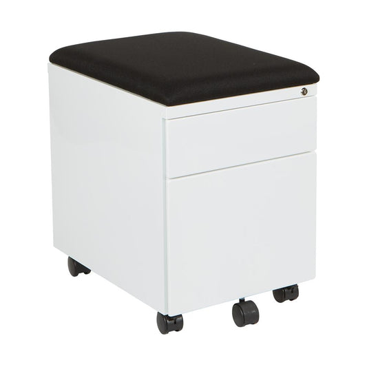 Mobile File with Padded Seat, BXPMC22BF-WH