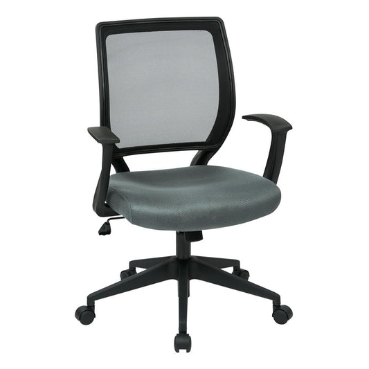 Screen Back Task Chair with "T" Arms in Fun Colors Grey fabric, EM51022N-2M