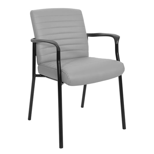 Guest Chair in Charcoal Grey Faux Leather with Black Frame, FL38610-U42