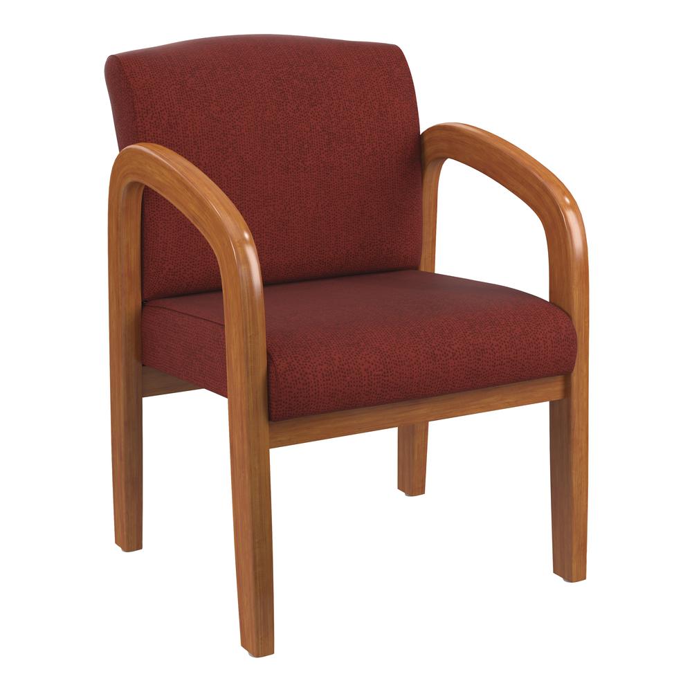 Medium Oak Finish Wood Visitor Chair in Twilight Cherry fabric, WD380-K013