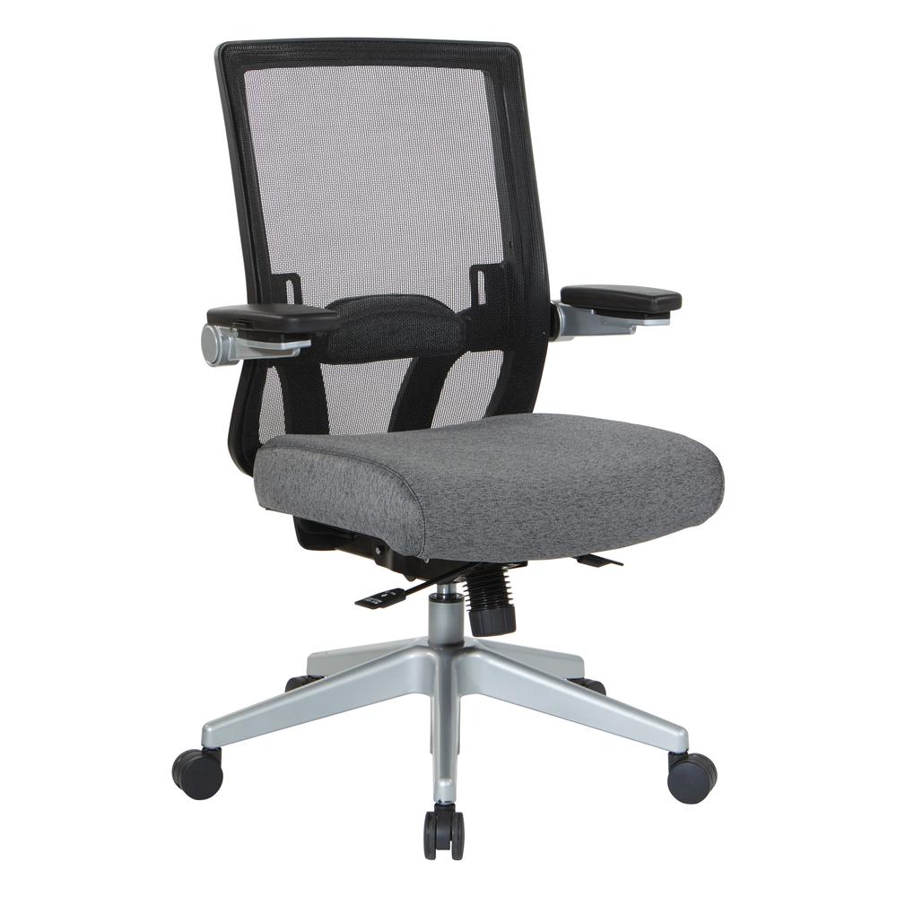 Manager's Chair with Breathable Mesh Back and Charcoal Fabric Seat with a Silver Base. , 867-B26N64R