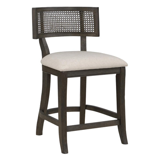 Lantana 26" Cane Back Counter Stool in Linen Fabric with Coastal Wash