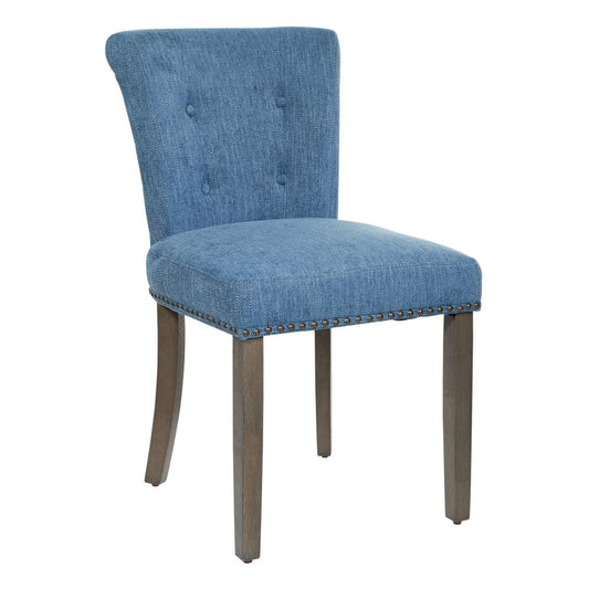 Kendal Dining¬†Chair in¬†Navy Fabric with Nailhead Detail and Solid Wood Legs, KNDG-H16