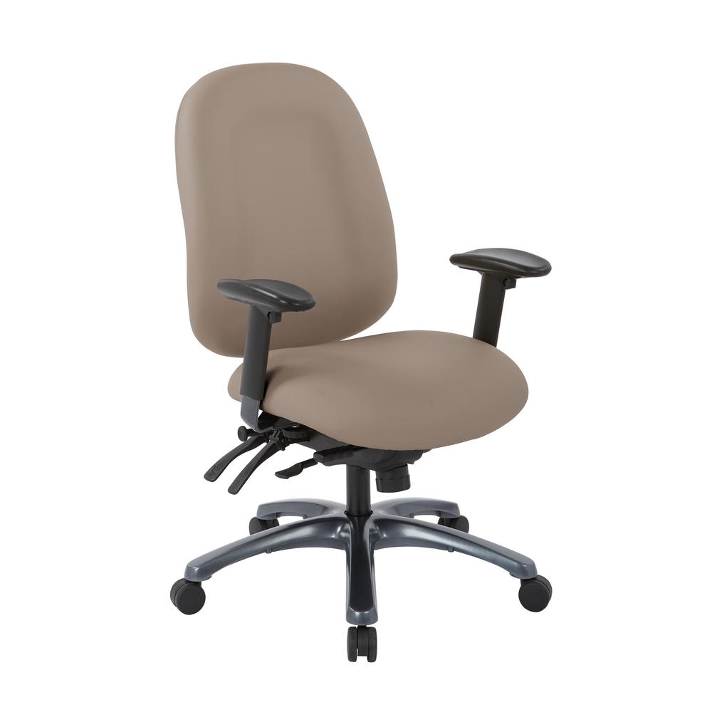 Multi-Function High Back Chair with Seat Slider and Titanium Finish Base in Dillon Stratus, 8511-R103