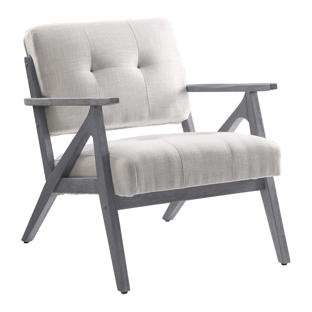 Reuben Armchair in Linen Fabric with Grey Brushed Wood Frame K/D, CA-RB1149-L42