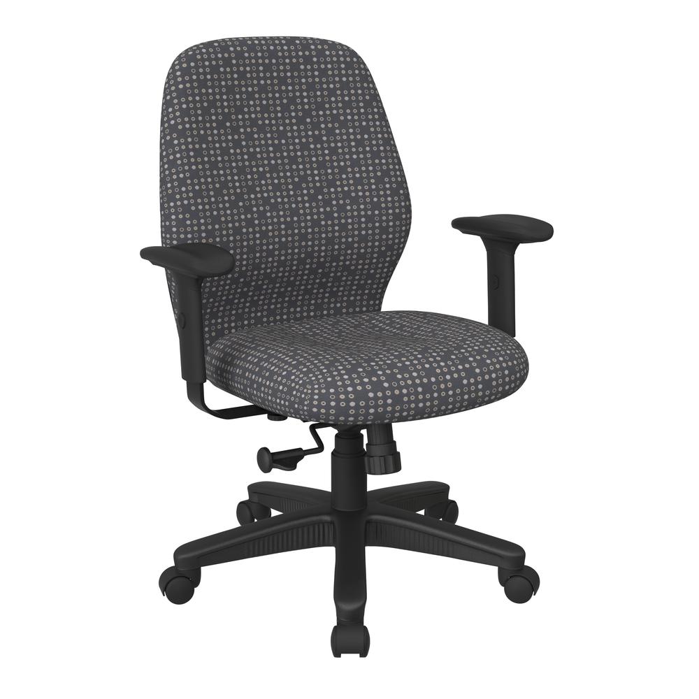 Mid Back 2-to-1 synchro Tilt Chair with 2 -Way Adjustable Soft padded Arms in Fine Tune Ash fabric, 3121-K102