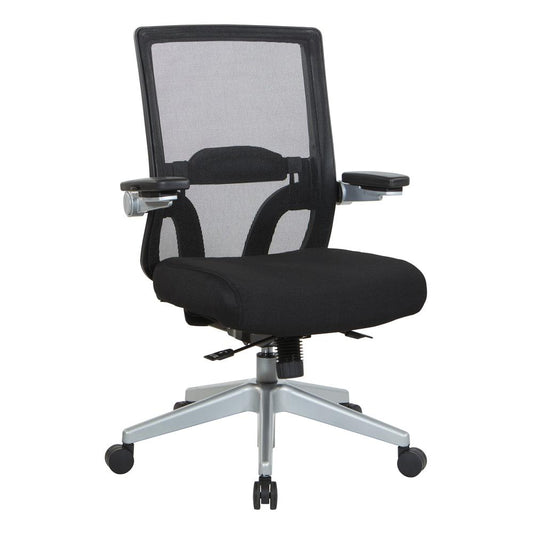 Manager's Chair with Breathable Mesh Back and Black Fabric Seat with a Silver Base. , 867-B36N64R