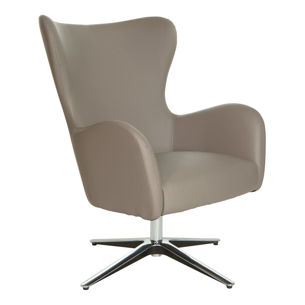 Wilma Swivel Armchair in Dillon Stratus Faux Leather with 4 Star Aluminum Base, LS5387AL-R103