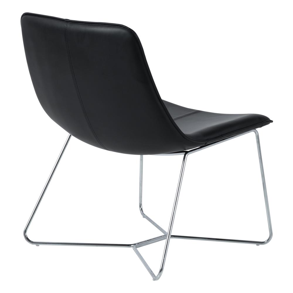 Grayson Accent Chair in Black Faux Leather with Chrome Base, GYSC-B18