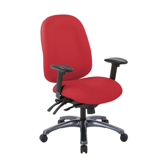 Multi-Function High Back Chair with Seat Slider and Titanium Finish Base in Dillon Lipstick, 8511-R100