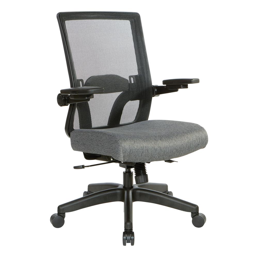 Manager's Chair with Breathable Mesh Back and Charcoal Fabric Seat with Black Nylon Base. , 867-B2P1N4