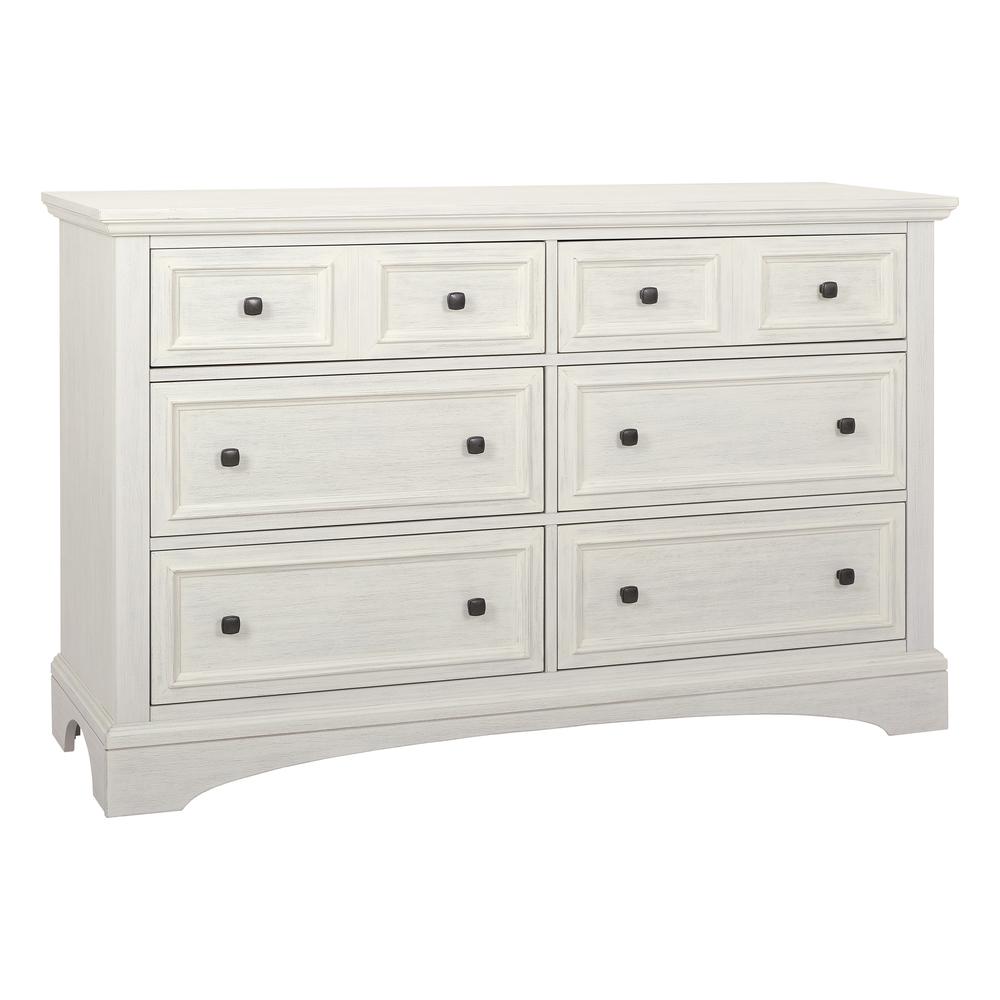 Farmhouse Basics 6 Drawer Dresser, Rustic White