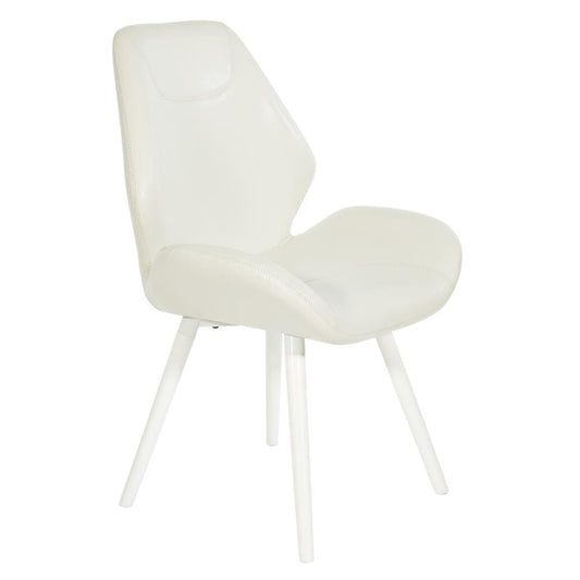 Ventura Dining Chair with White Wood Legs in White Faux Leather 2-Pack, VENTW2-DU11