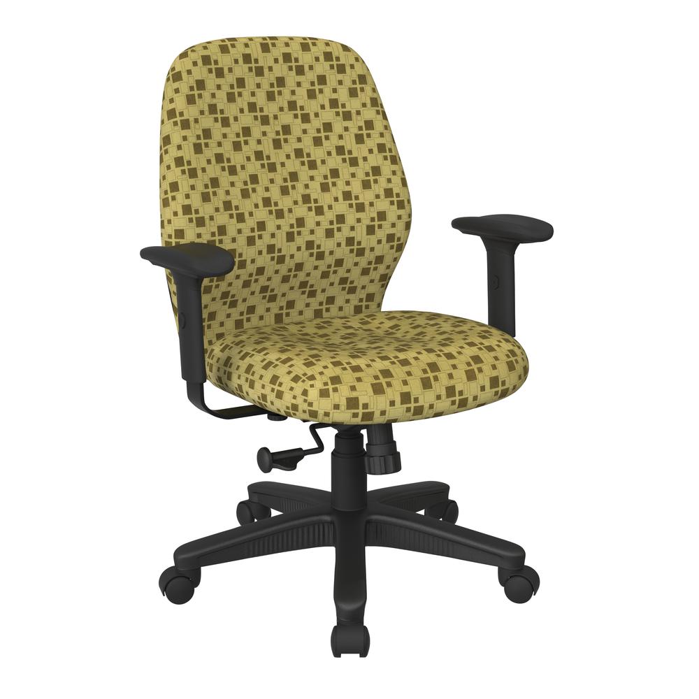 Mid Back 2-to-1 synchro Tilt Chair with 2 -Way Adjustable Soft padded Arms in City Park Kiwi fabric, 3121-K109