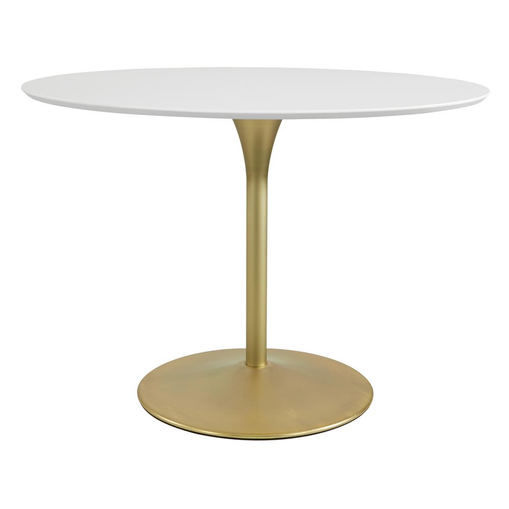 Flower Dining Table with White Top and Brass Base, FLWT433-BP