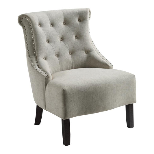 Evelyn Tufted Chair in Linen Fabric with Grey Wash Legs, SB586-L45