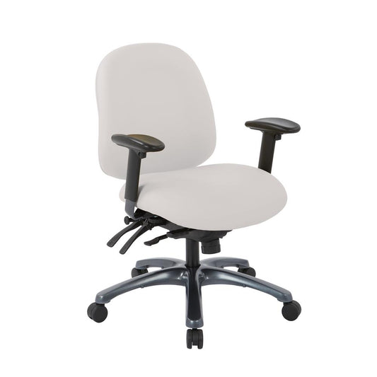 Multi-Function Mid Back Chair with Seat Slider and Titanium Finish Base in Dillon Snow, 8512-R101