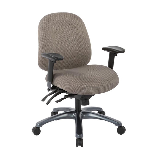 Multi-Function Mid Back Chair with Seat Slider and Titanium Finish Base in Diamond Gold Dust Fabric, 8512-294