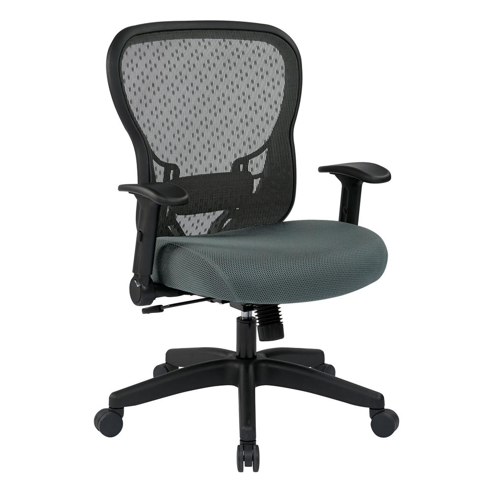 SPACE Seating Deluxe R2 SpaceGrid Back Chair with Memory Foam Mesh Seat, Flip Arms, Adjustable Lumbar and Nylon Base, 529-3R2N1F2-2M