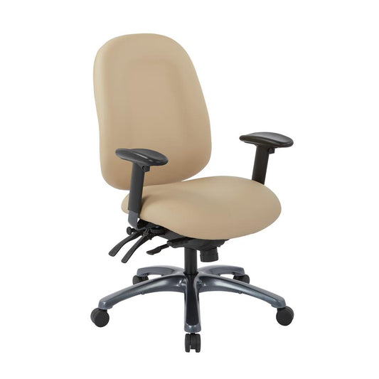 Multi-Function High Back Chair with Seat Slider and Titanium Finish Base in Dillon Buff, 8511-R104