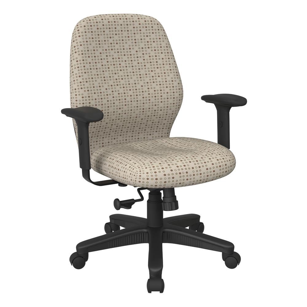 Mid Back 2-to-1 synchro Tilt Chair with 2 -Way Adjustable Soft padded Arms in Fine Tune Luna fabric, 3121-K100