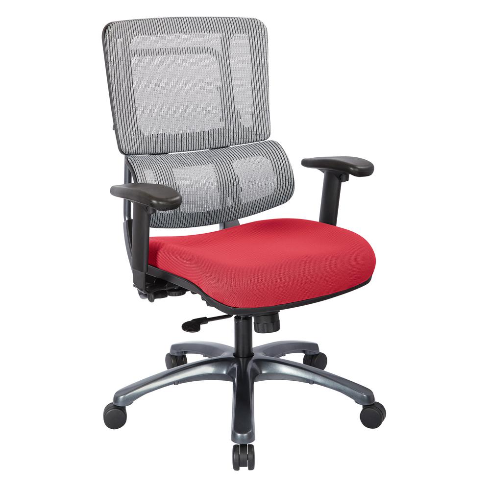 Vertical Grey Mesh Back Chair with Titanium Base and Custom Fabric Seat, 99667T-5812